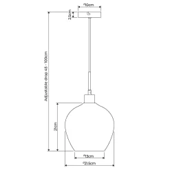 Zula 1-Light Smokey Grey Pendant