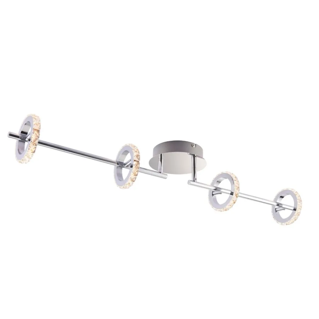 Alexa 4 Spot Polished Chrome & Crystal LED Ceiling Bar