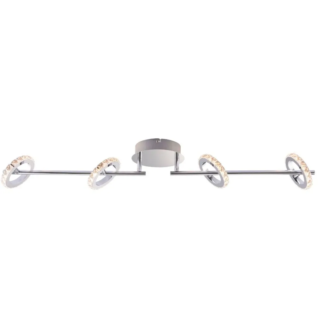 Alexa 4 Spot Polished Chrome & Crystal LED Ceiling Bar