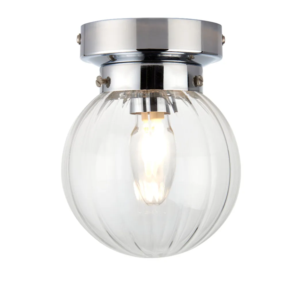 Amelie IP44 Flush Polished Chrome Ceiling Light