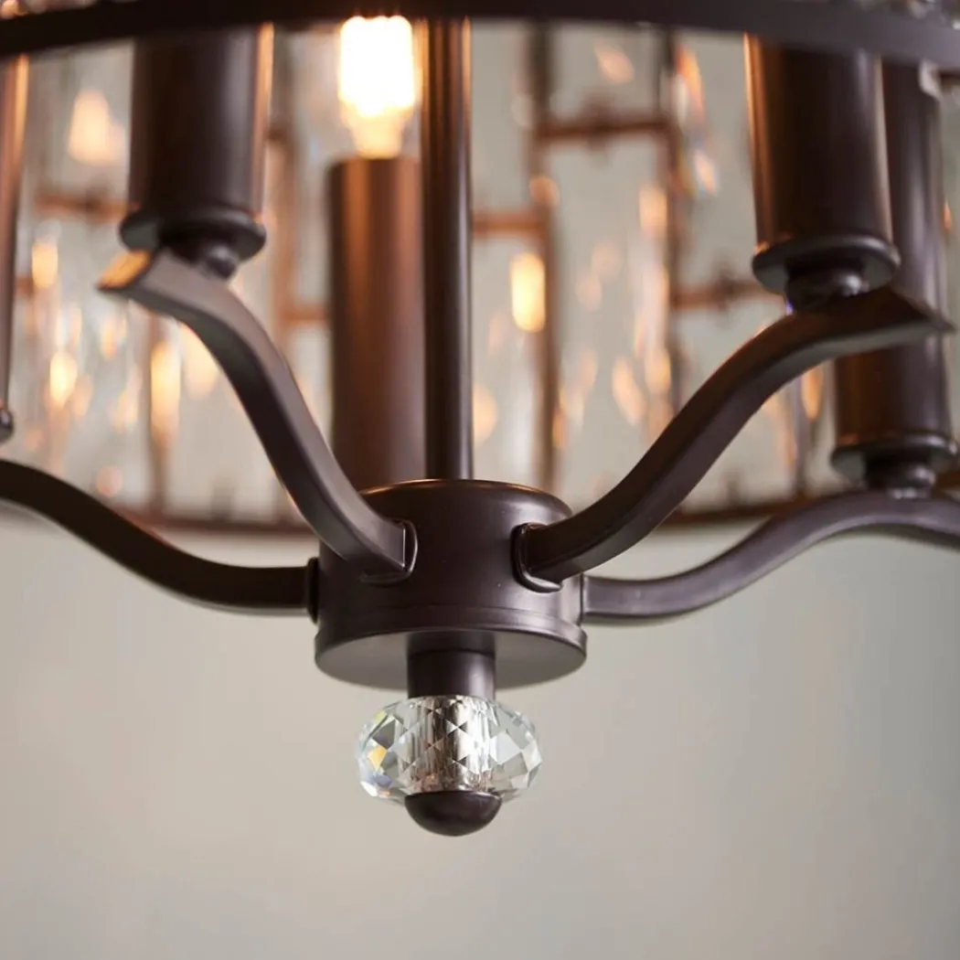 Belle 5 Light Dark Bronze & Crystal Pendant Ceiling Light