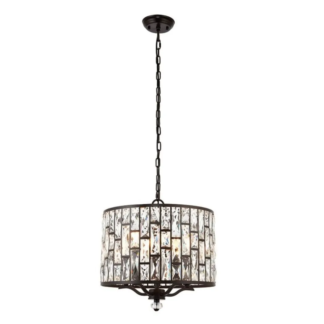 Belle 5 Light Dark Bronze & Crystal Pendant Ceiling Light