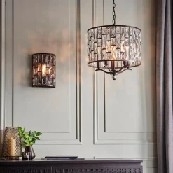 Belle 5 Light Dark Bronze & Crystal Pendant Ceiling Light