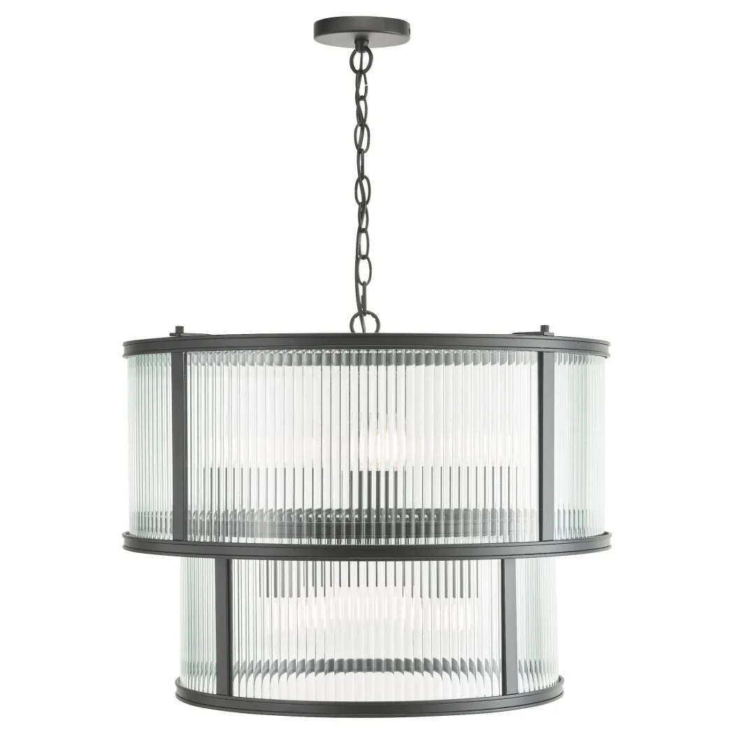 Bianka 6 Light Matte Black & Glass Pendant Ceiling Light