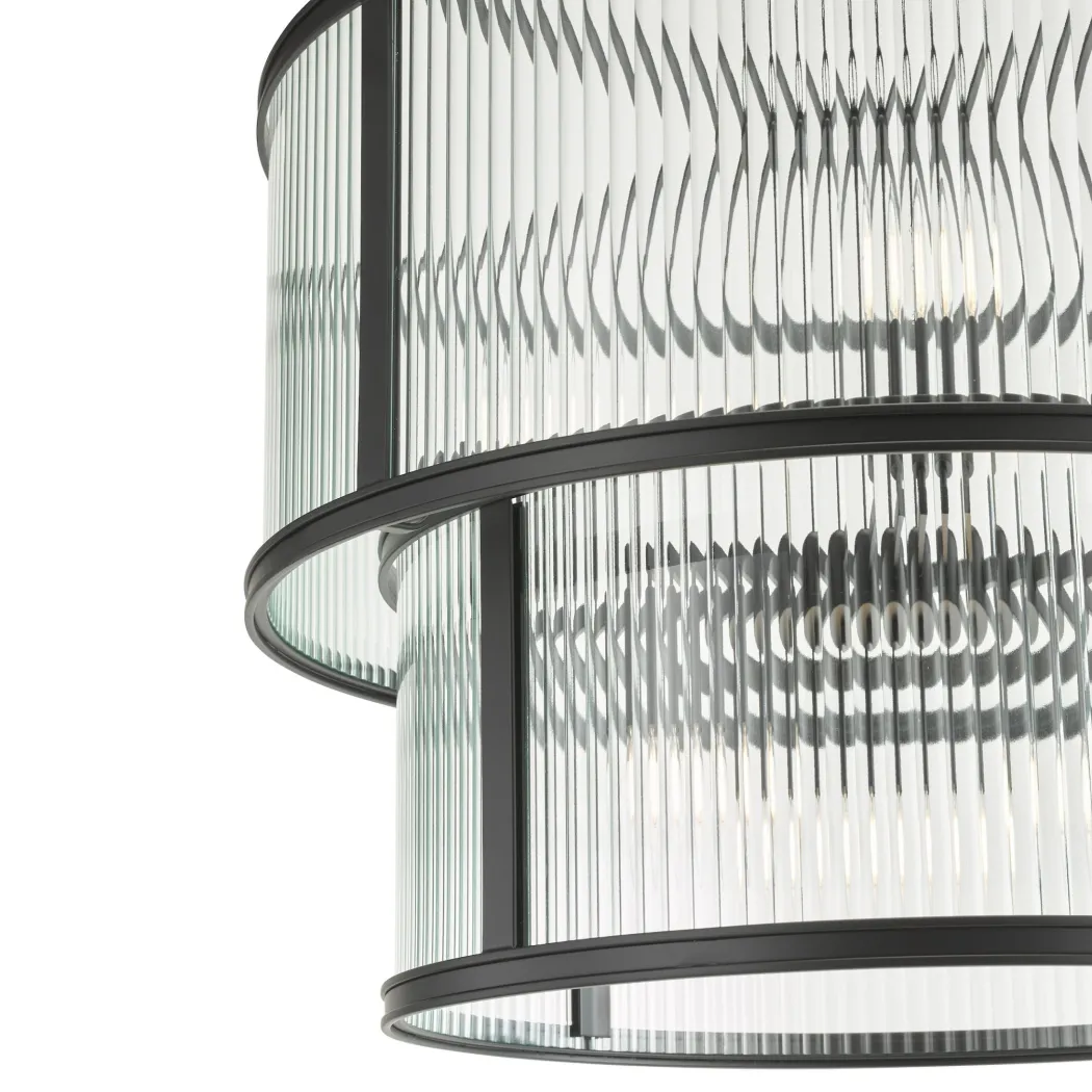 Bianka 6 Light Matte Black & Glass Pendant Ceiling Light