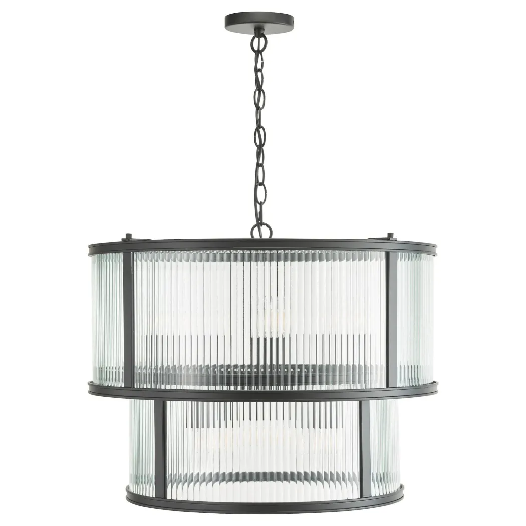 Bianka 6 Light Matte Black & Glass Pendant Ceiling Light