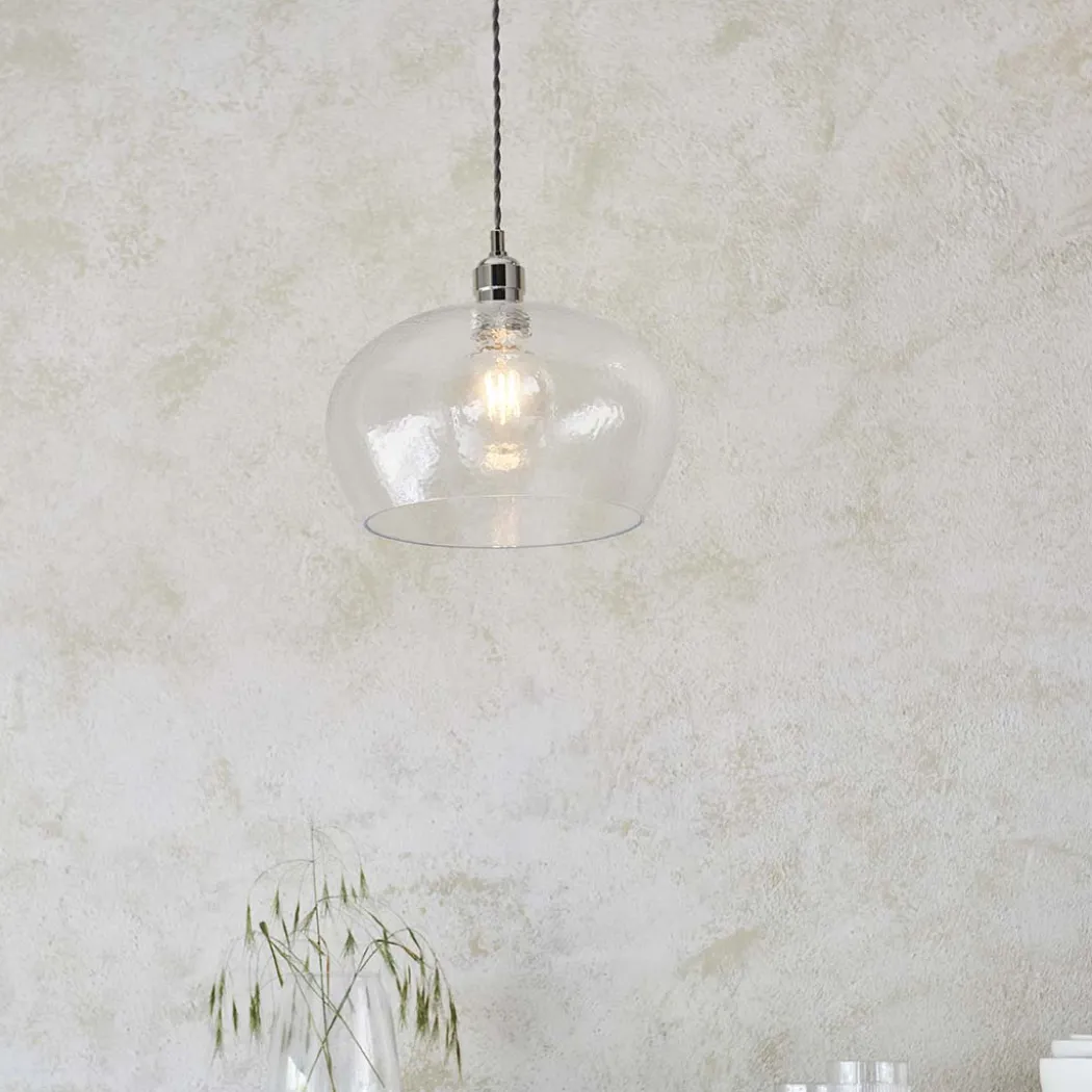Bindki Hammered Polished Nickel Medium Pendant Ceiling Light