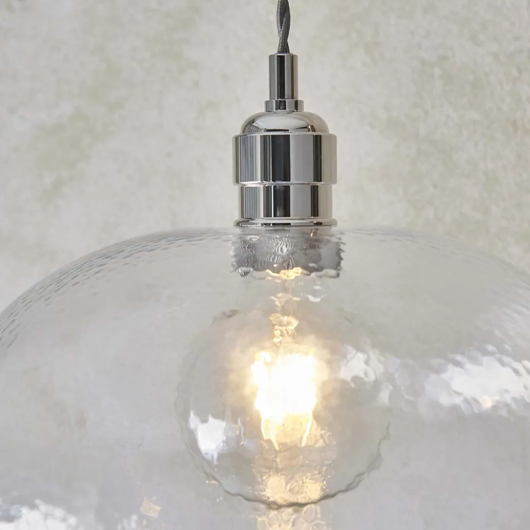 Bindki Hammered Polished Nickel Medium Pendant Ceiling Light