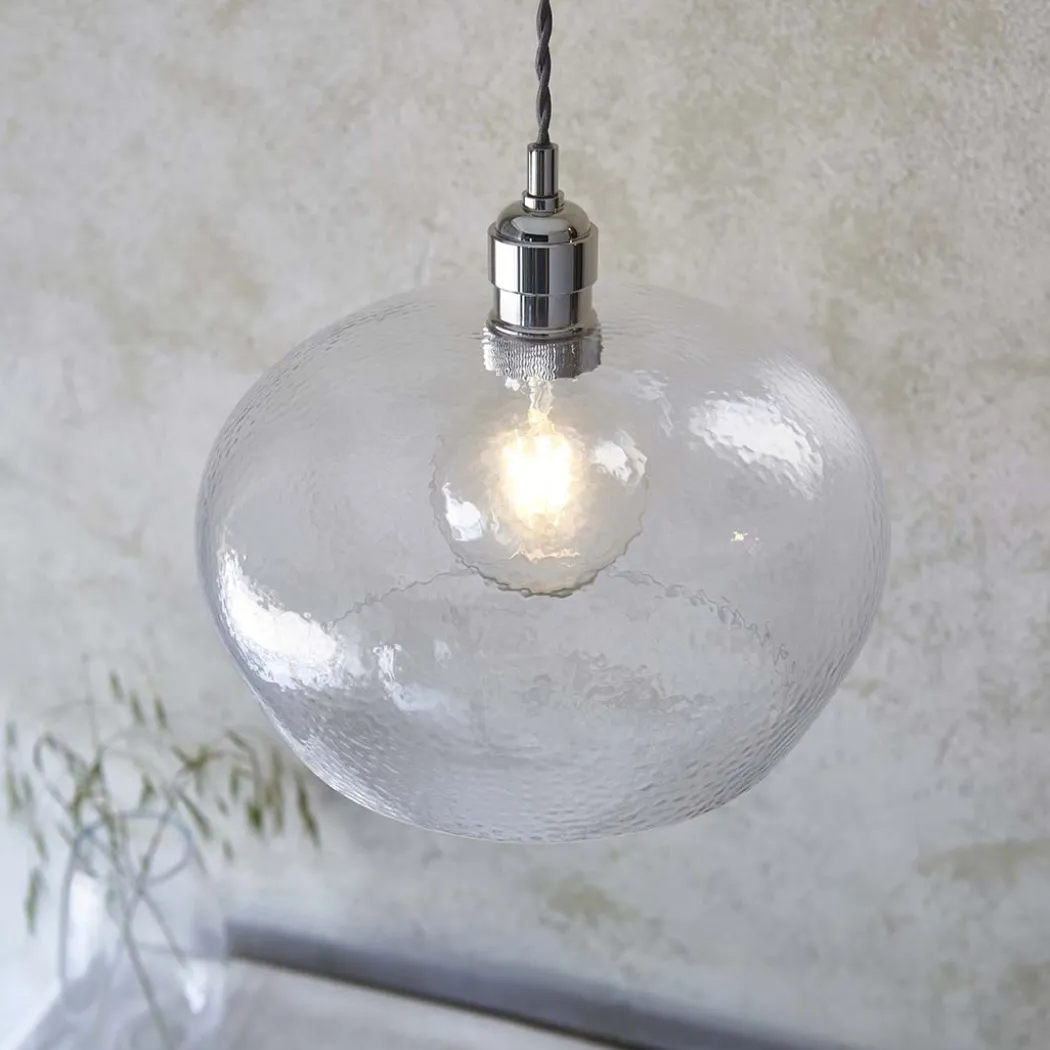 Bindki Hammered Polished Nickel Medium Pendant Ceiling Light