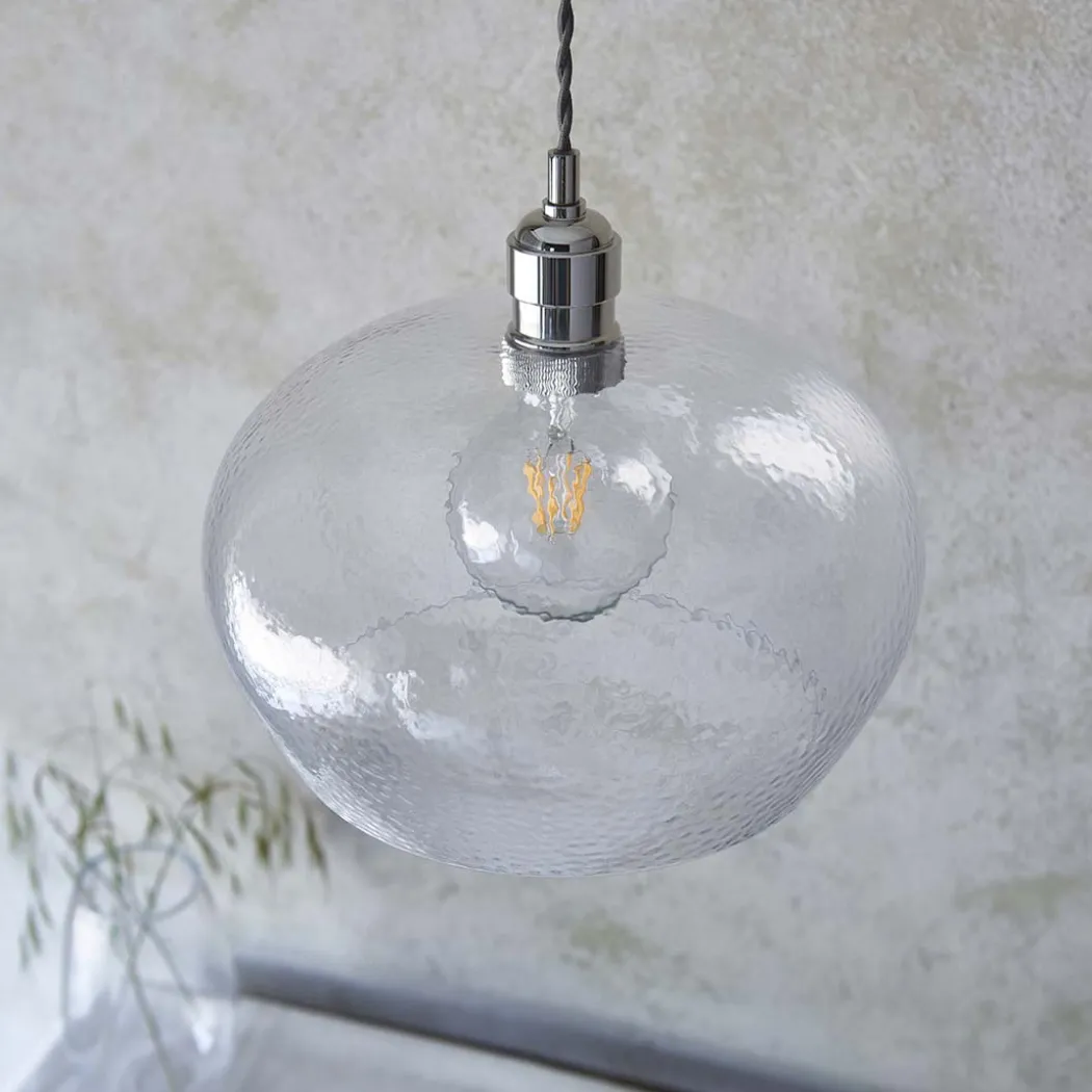 Bindki Hammered Polished Nickel Medium Pendant Ceiling Light