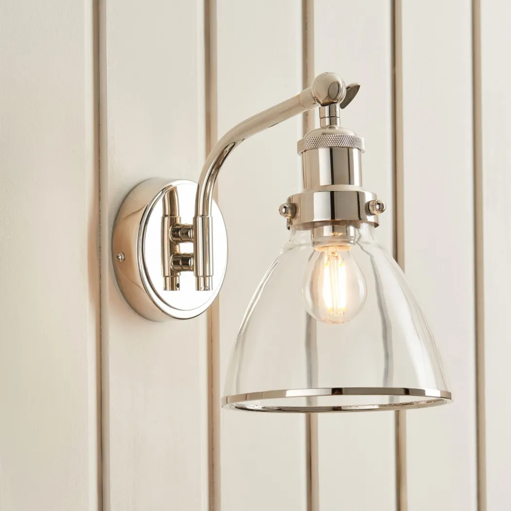 Brunswick Polished Nickel & Glass Wall Light