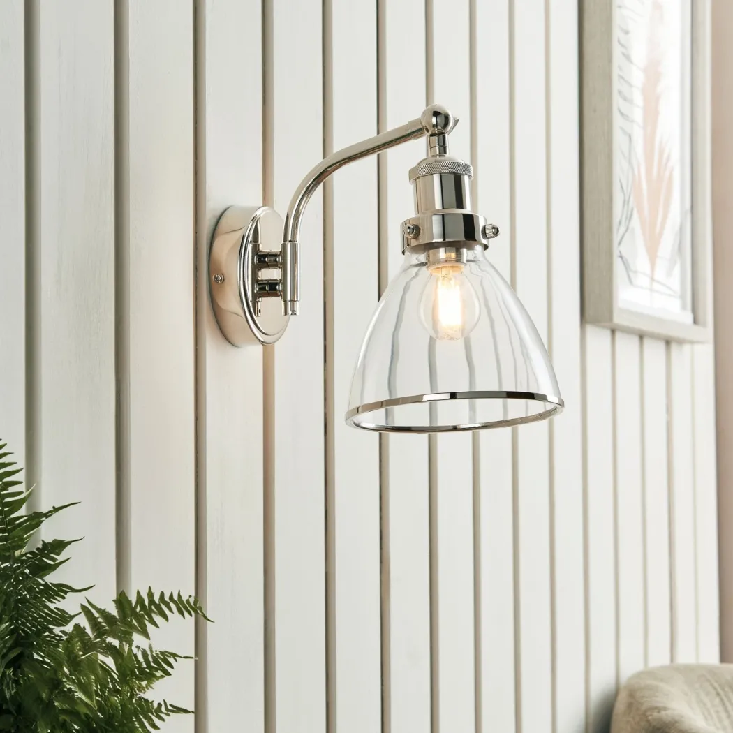 Brunswick Polished Nickel & Glass Wall Light