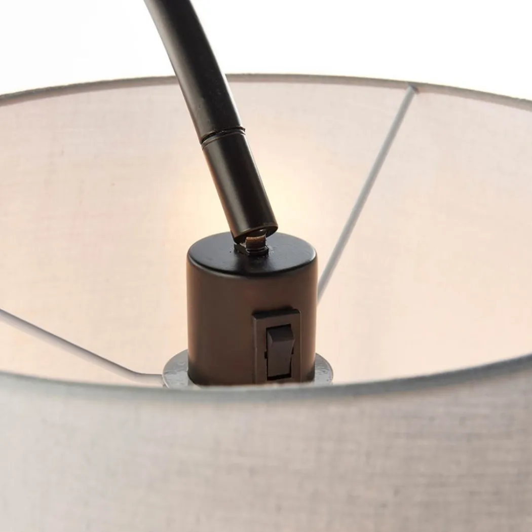 Carison Black Arc Floor Lamp with Grey Shade