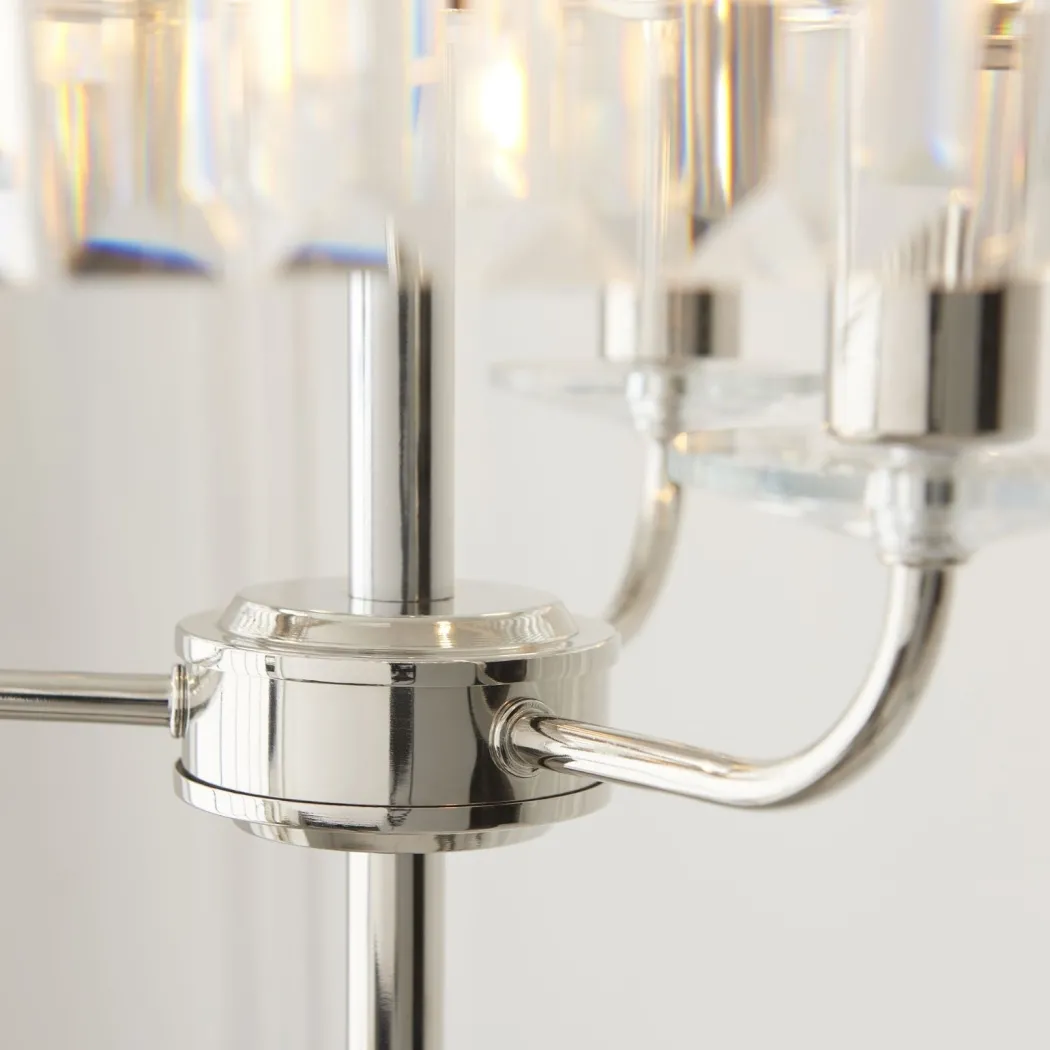 Chesterfield 3 Light Silver & Glass Floor Lamp