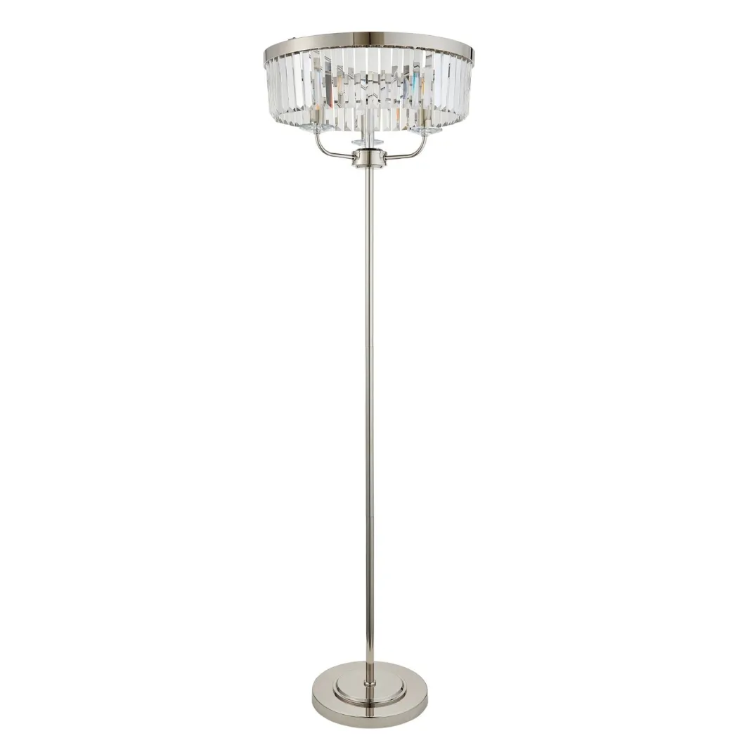 Chesterfield 3 Light Silver & Glass Floor Lamp