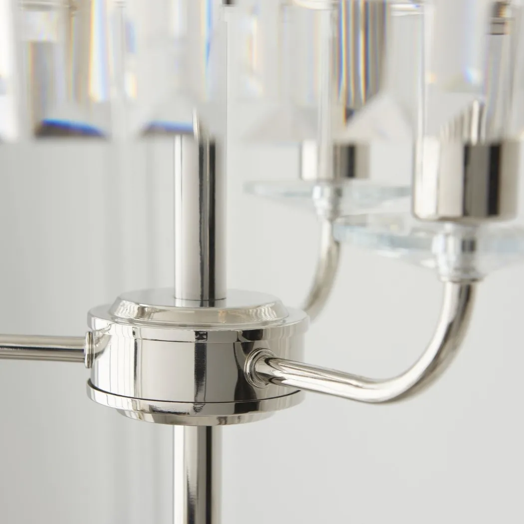 Chesterfield 3 Light Silver & Glass Floor Lamp