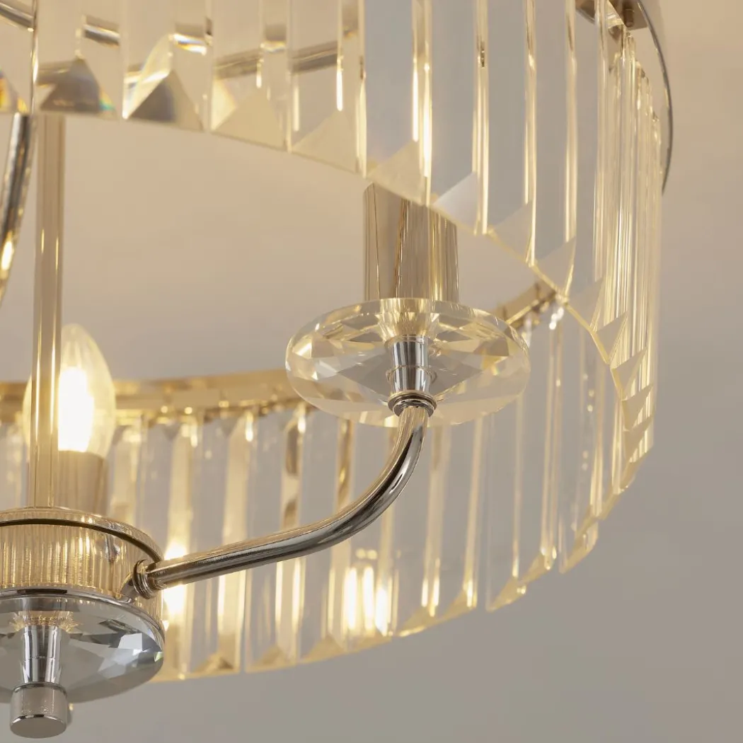 Chesterfield 3 Light Silver & Glass Semi Flush Ceiling Light