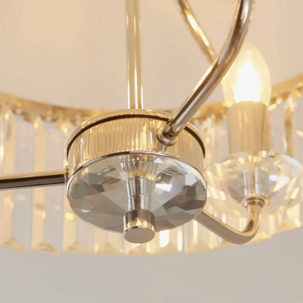 Chesterfield 3 Light Silver & Glass Semi Flush Ceiling Light
