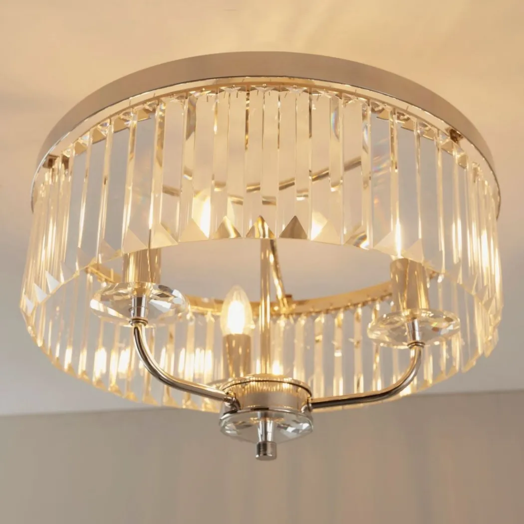Chesterfield 3 Light Silver & Glass Semi Flush Ceiling Light