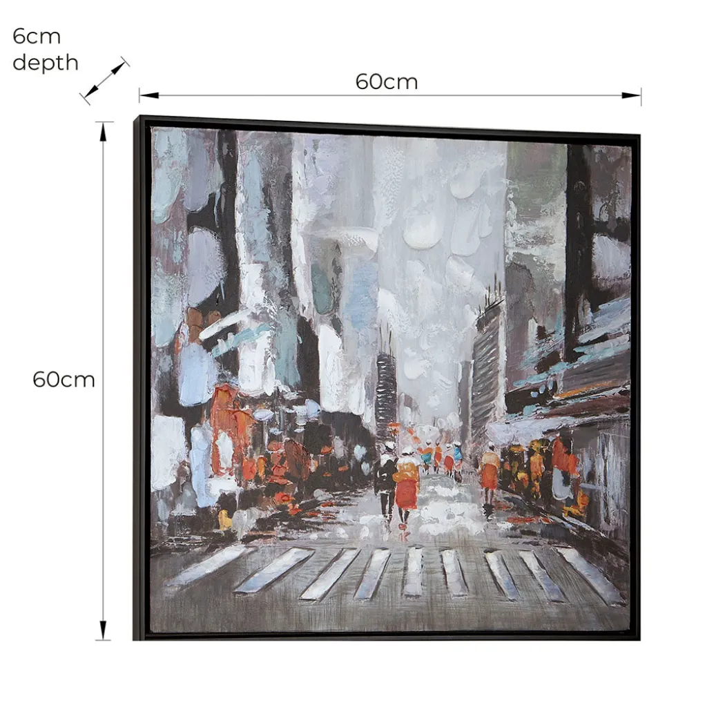 City Limits Grey Hand-Painted Canvas