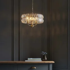 Clifton 3 Light Antique Brass Pendant Ceiling Light