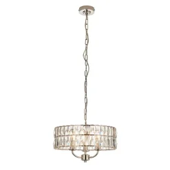 Clifton 3 Light Nickel & Crystal Pendant Ceiling Light