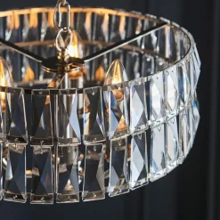 Clifton 3 Light Nickel & Crystal Pendant Ceiling Light