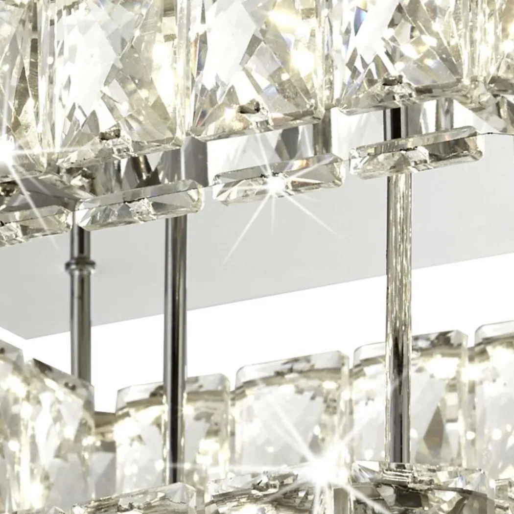 Clover 2 Tier Polished Chrome and Crystal LED Flush Ceiling Light