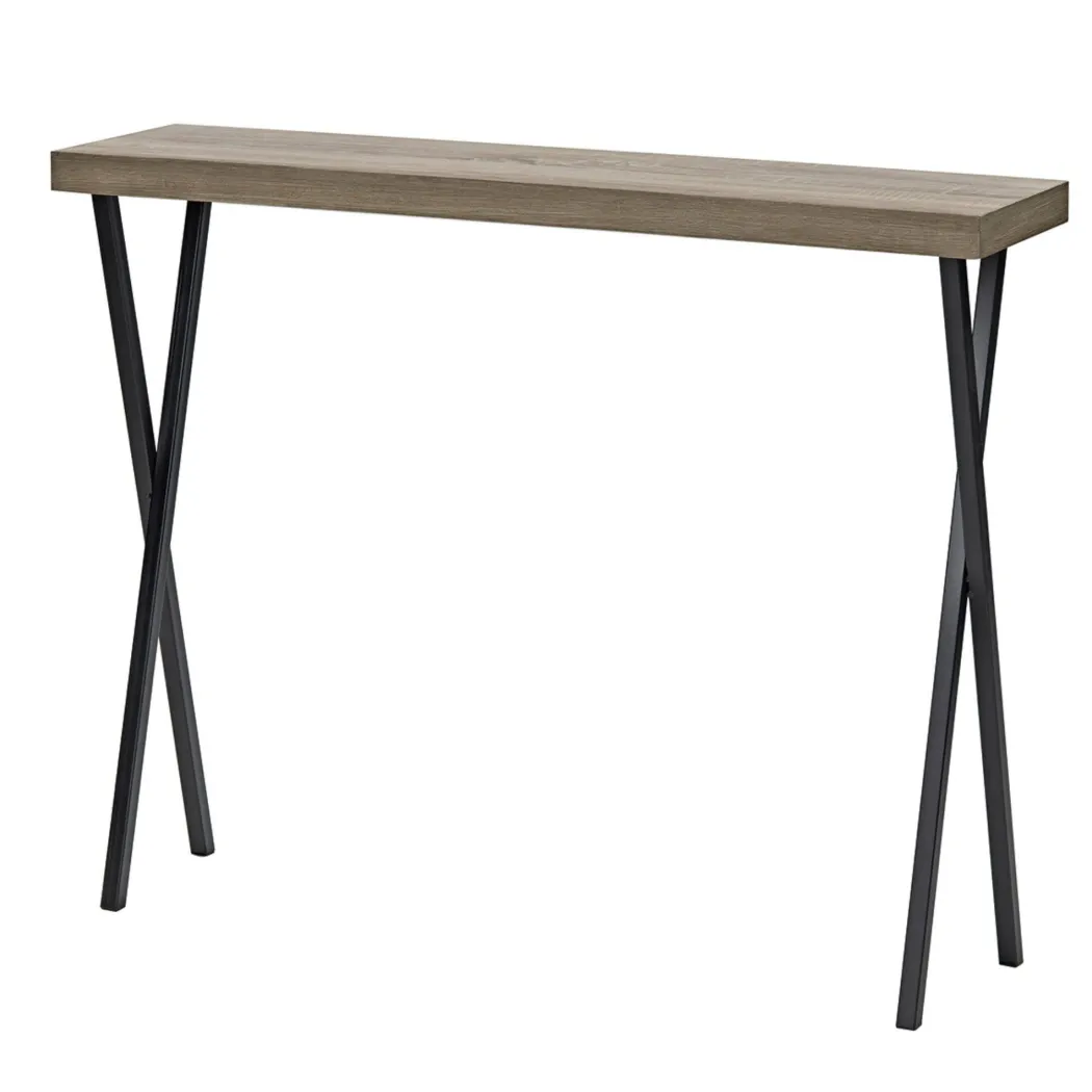 Data Oak Veneer and Black Console Table