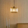 Demarius Brass & Amber Glass Pendant Ceiling Light
