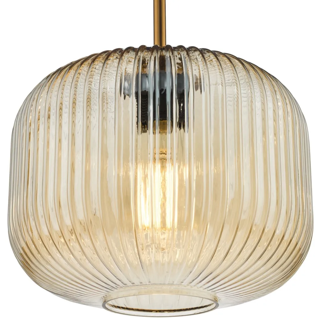 Demarius Brass & Amber Glass Pendant Ceiling Light