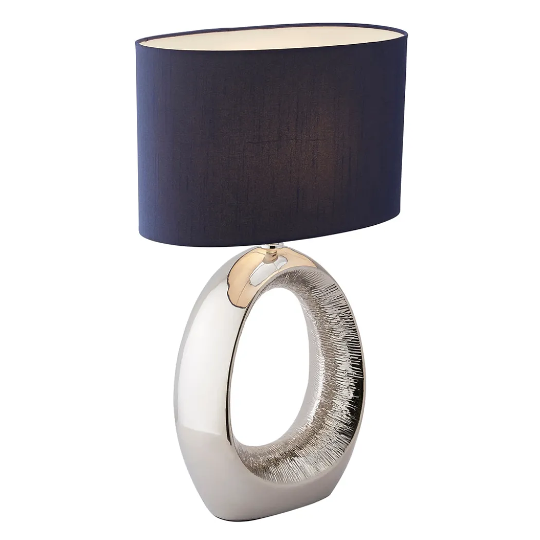 Dott Chrome Ceramic Table Lamp with Blue Shade