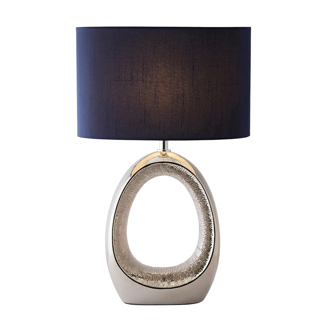 Dott Chrome Ceramic Table Lamp with Blue Shade