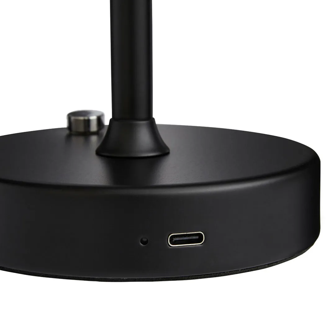 Energize Black LED Rechargeable Desk Table Lamp with Touch Sensor