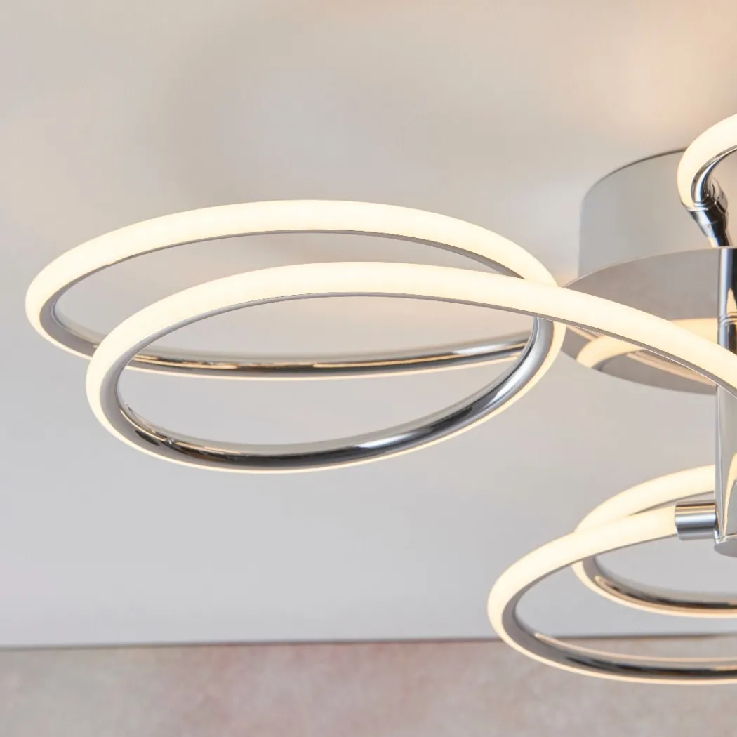 Eterne Large Warm White LED Semi Flush Ceiling Light