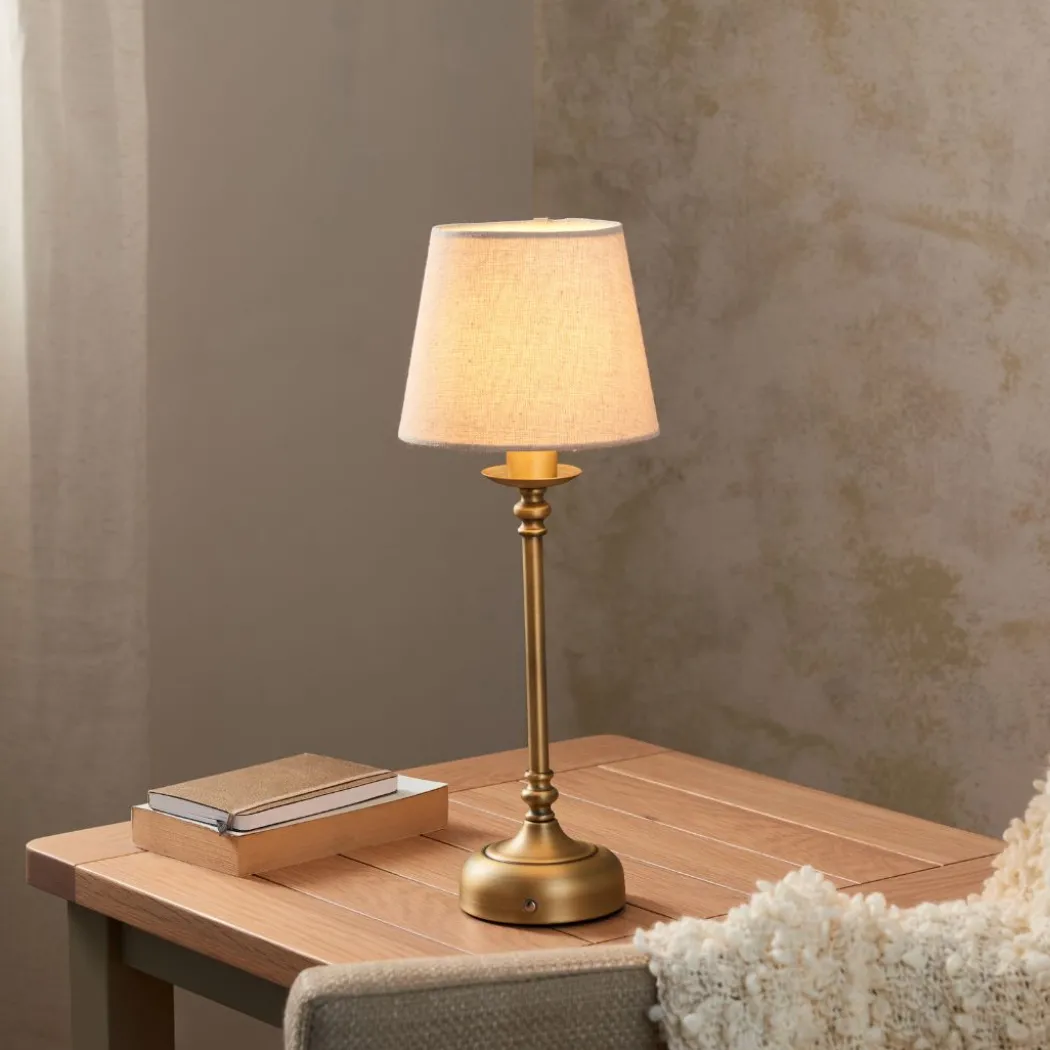 Fable Antique Brass LED Rechargeable Touch Table Lamp