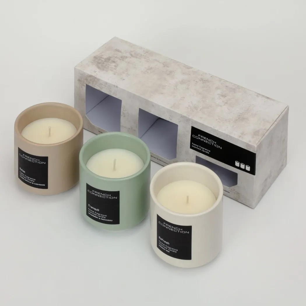 French Connection Set of 3 Small Mixed Candles