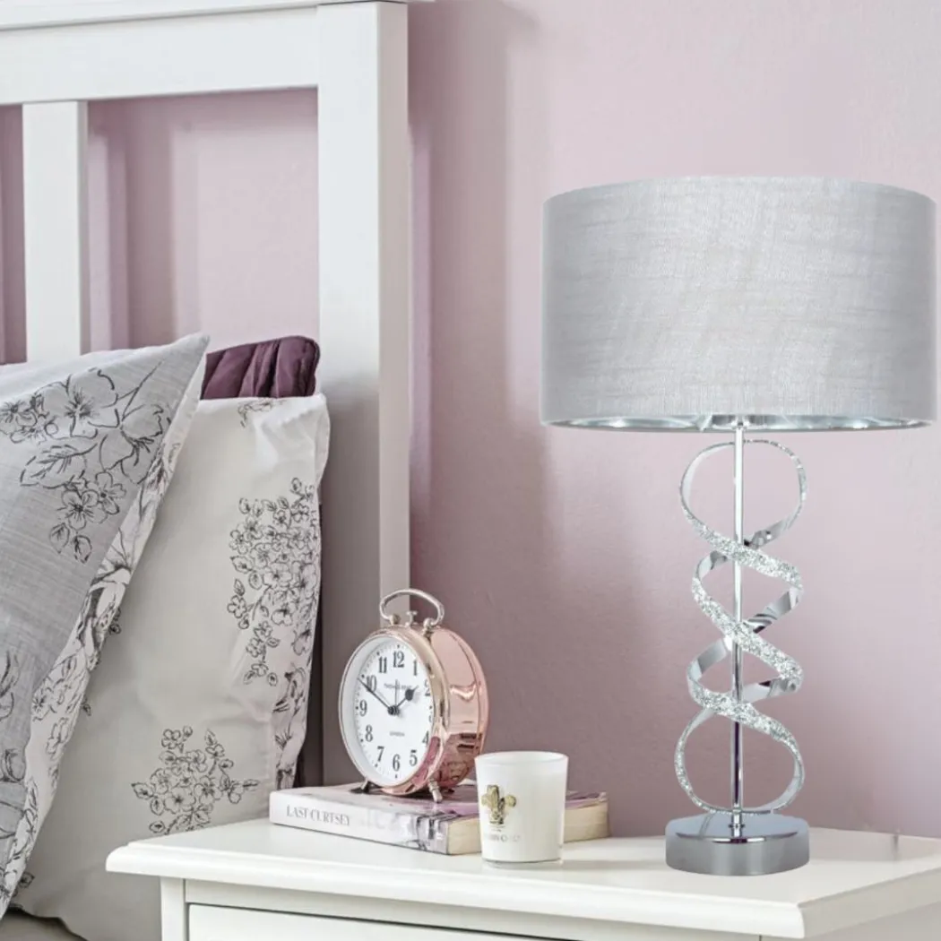 Gabriella Diamonte Twist Table Lamp 1 Light with Grey Shade
