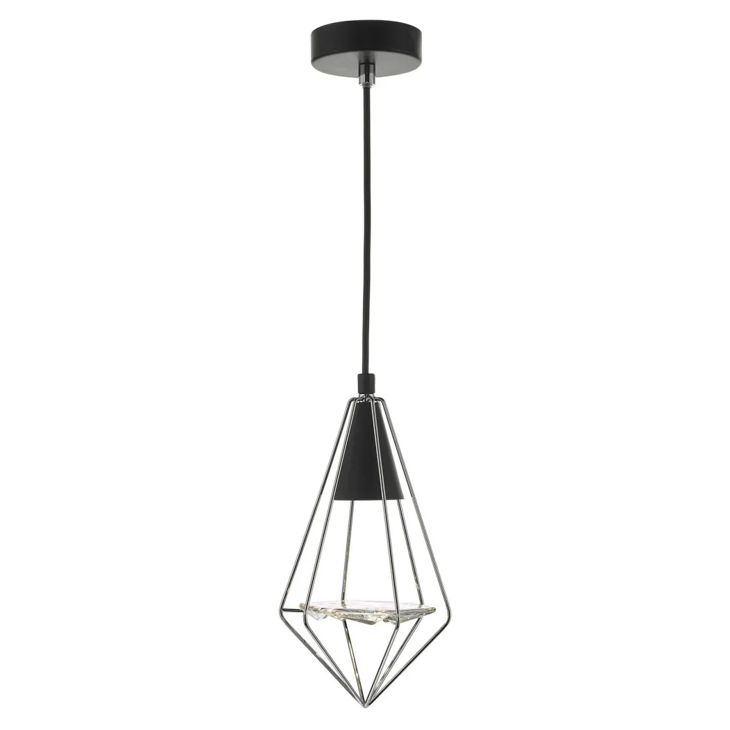 Gianni Matt Black and Polished Chrome Pendant Ceiling Light
