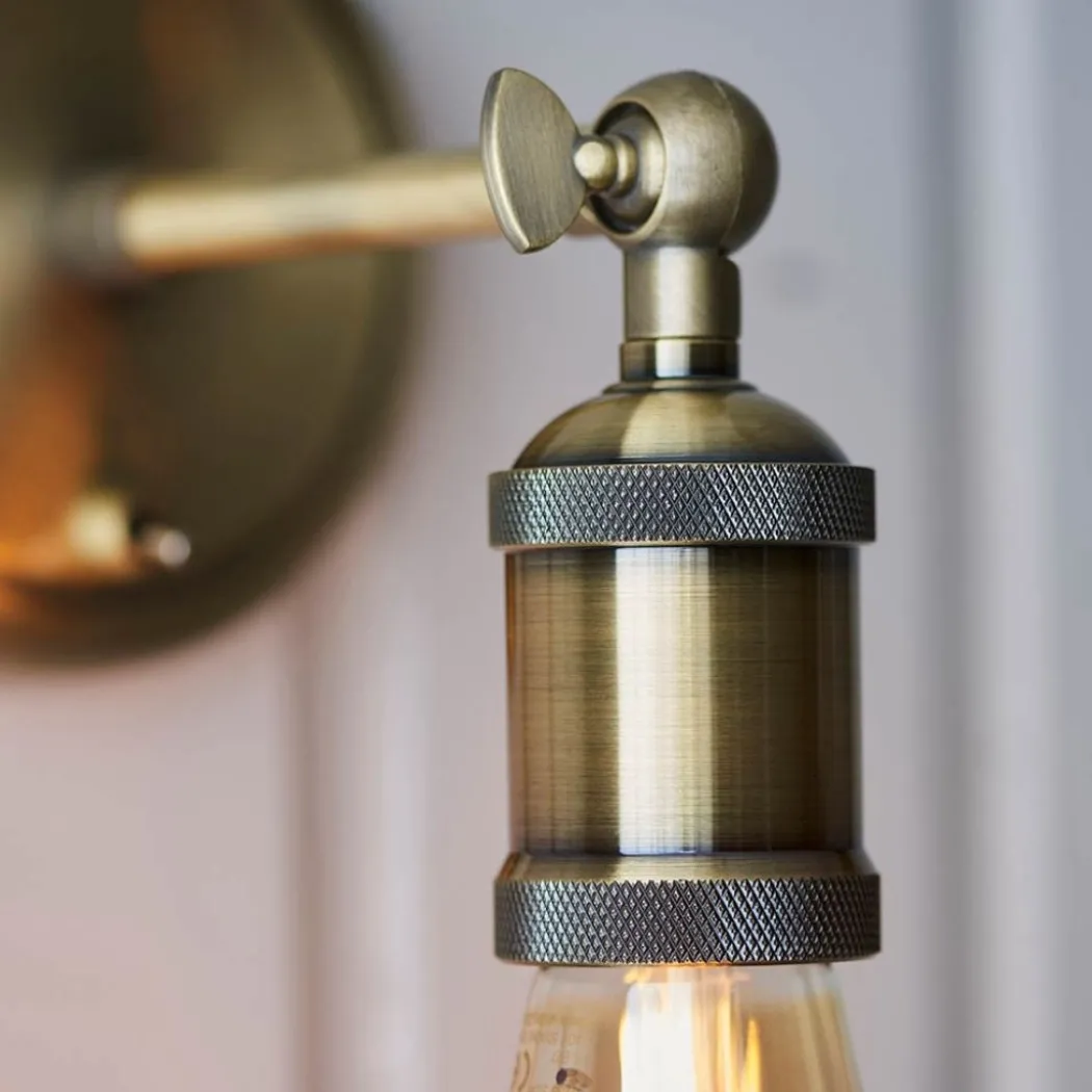 Hal Antique Brass Industrial Wall Light