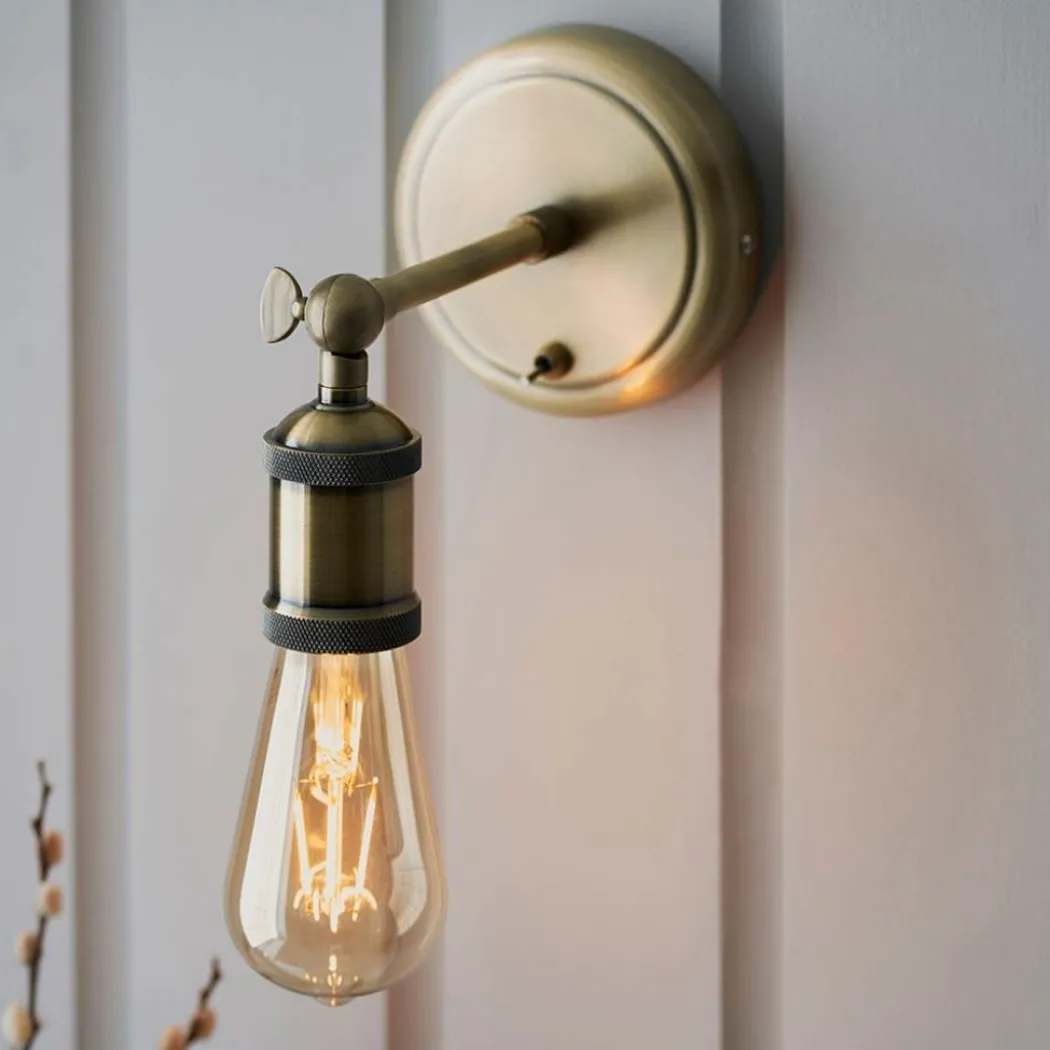 Hal Antique Brass Industrial Wall Light