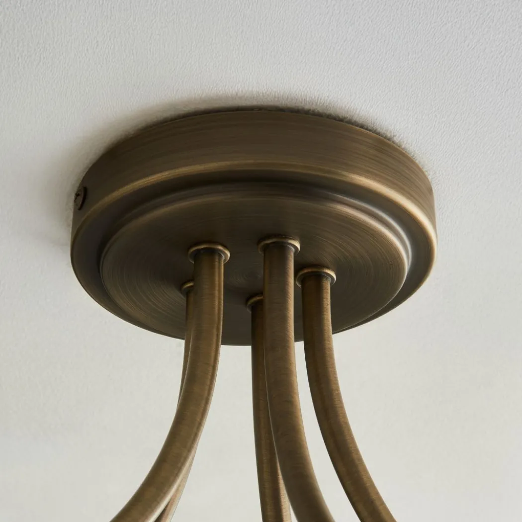 Hamilton 5 Light Antique Brass Semi Flush Ceiling Light