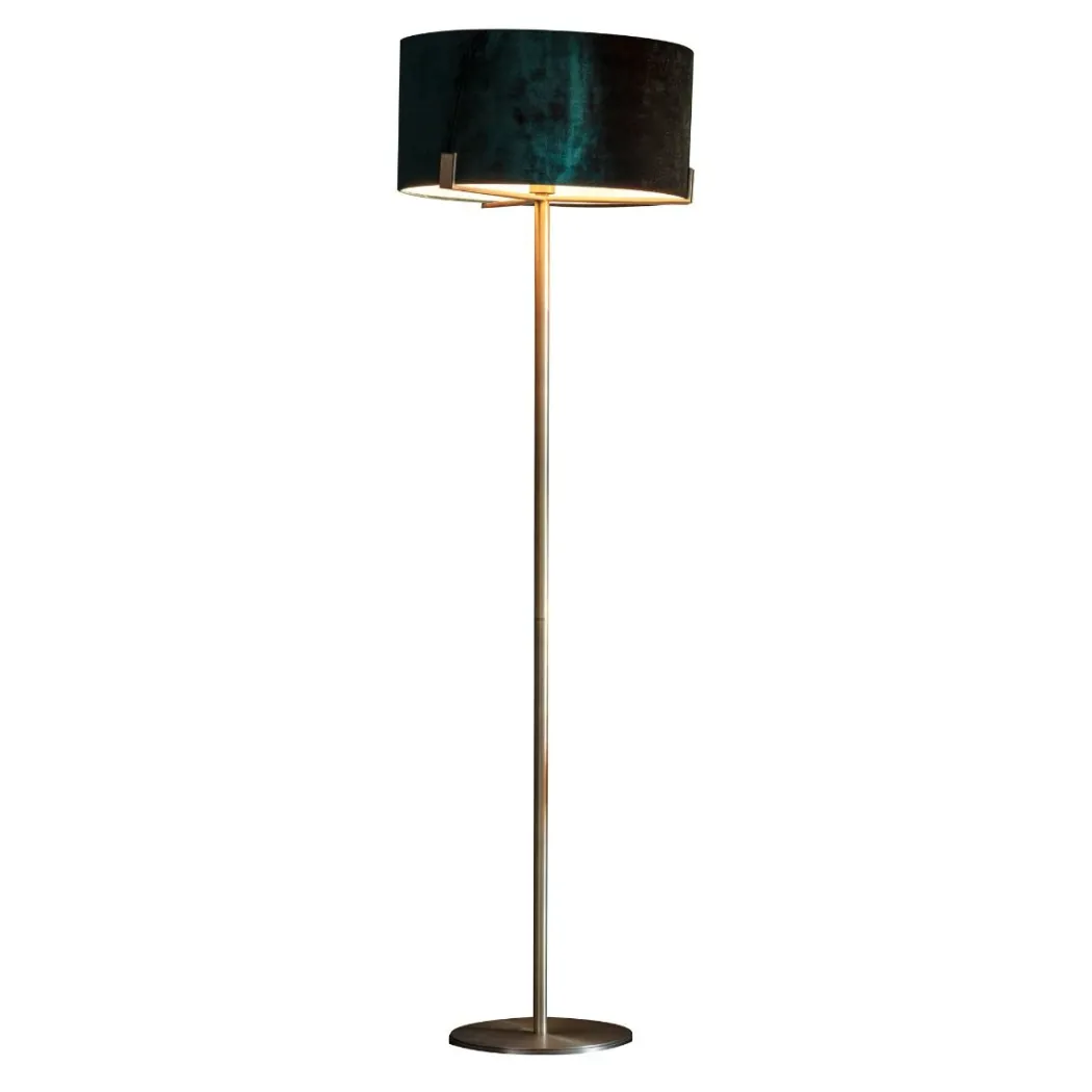 Hayfield Antique Brass & Green Velvet Floor Lamp