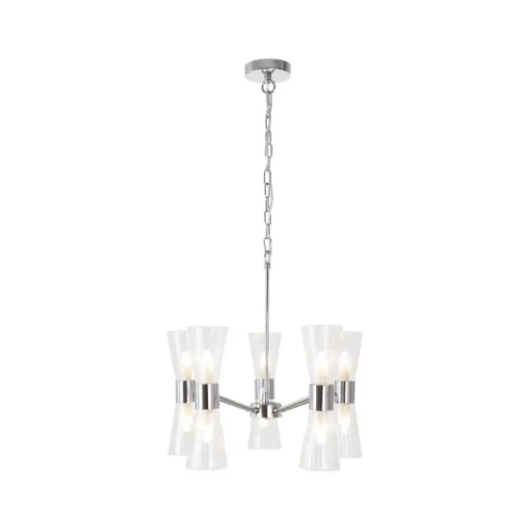 HERRERA 10 LIGHT POLISHED CHROME PENDANT CEILING LIGHT