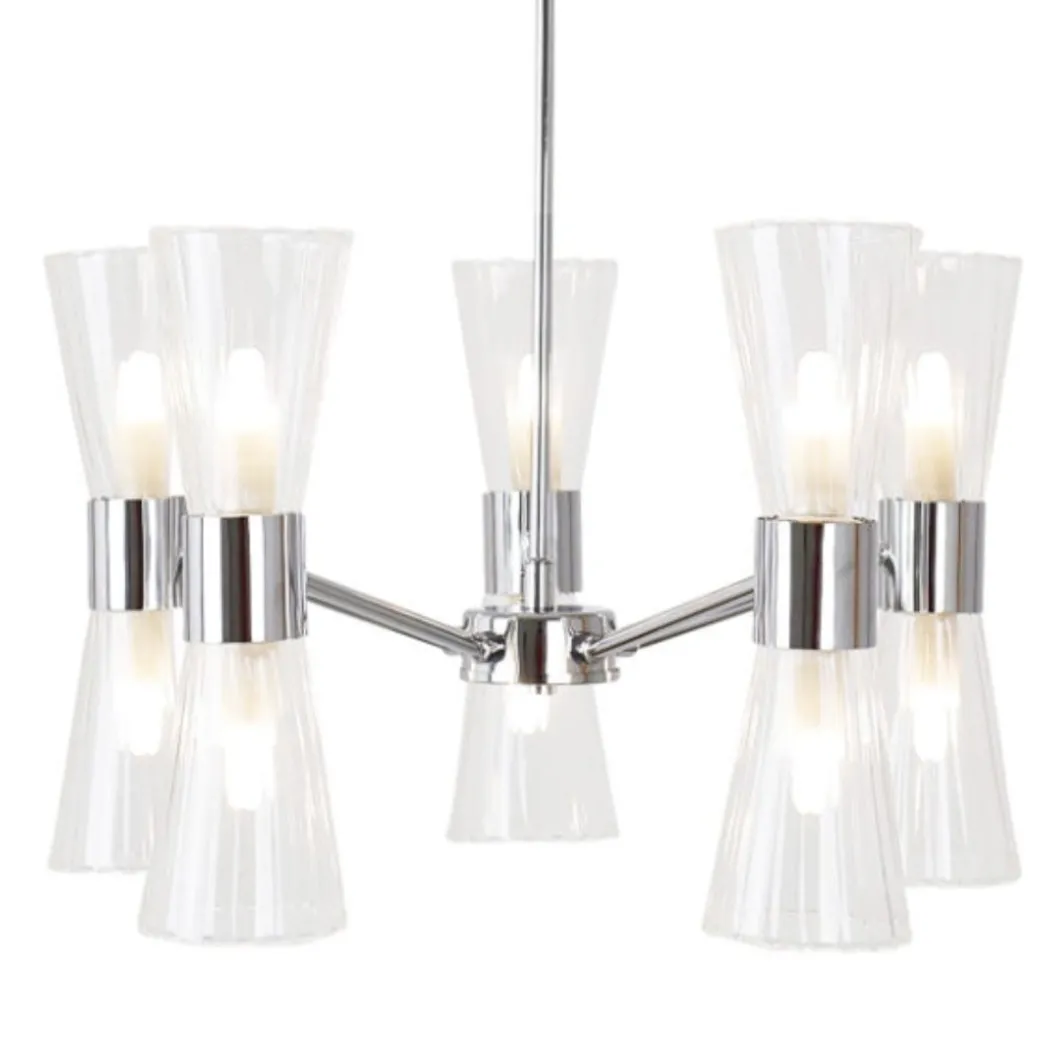 HERRERA 10 LIGHT POLISHED CHROME PENDANT CEILING LIGHT
