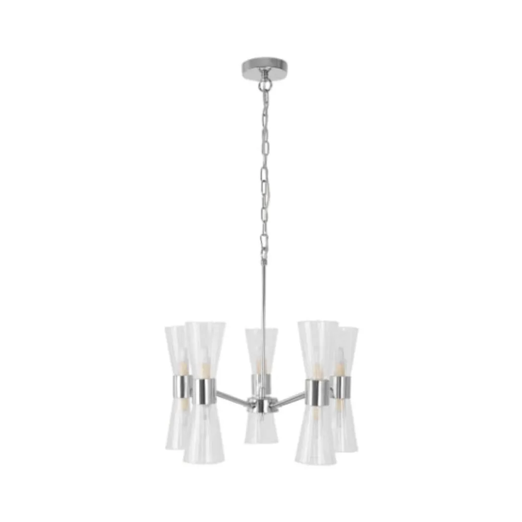 HERRERA 10 LIGHT POLISHED CHROME PENDANT CEILING LIGHT