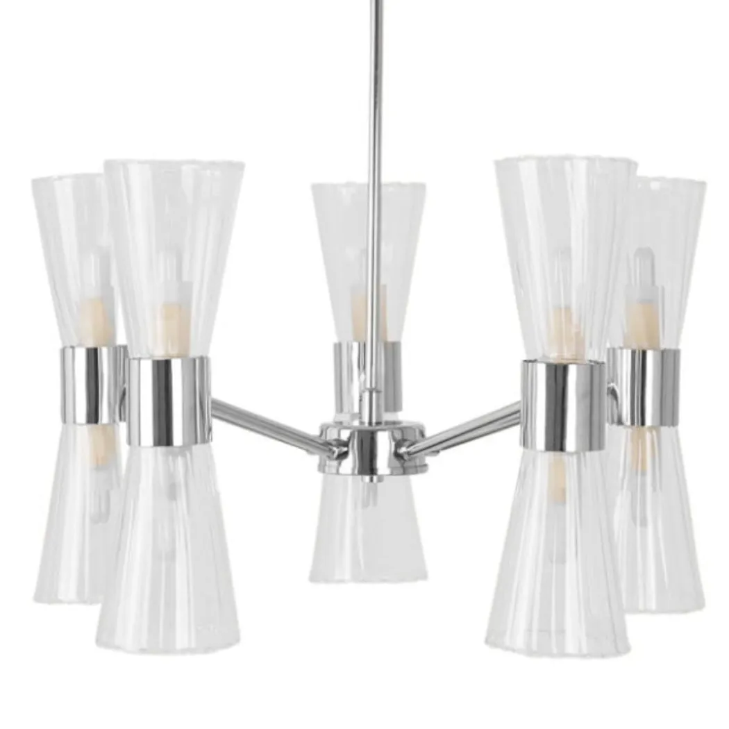 HERRERA 10 LIGHT POLISHED CHROME PENDANT CEILING LIGHT