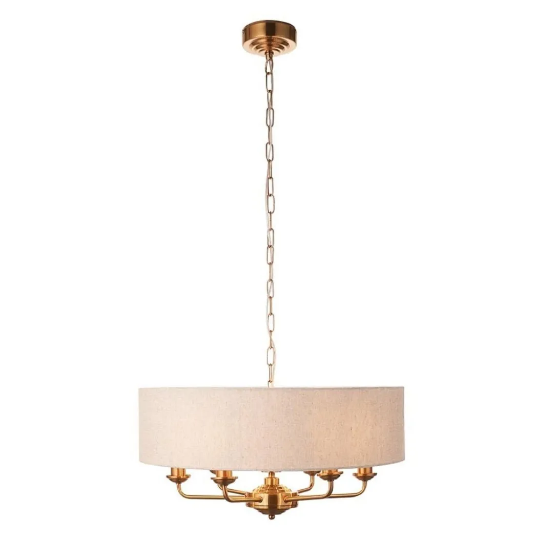 Highclere 6 Light Brass Pendant Ceiling Light