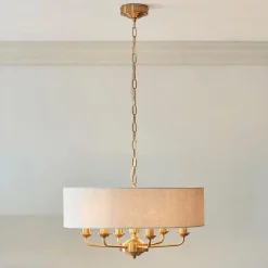Highclere 6 Light Brass Pendant Ceiling Light
