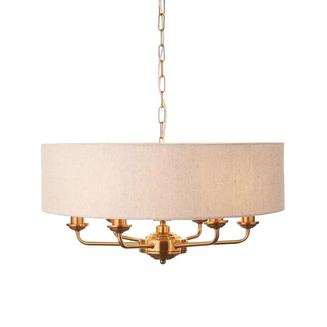 Highclere 6 Light Brass Pendant Ceiling Light